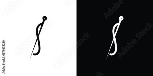 Photography Needle icon Flat Solid Style in black and white colors