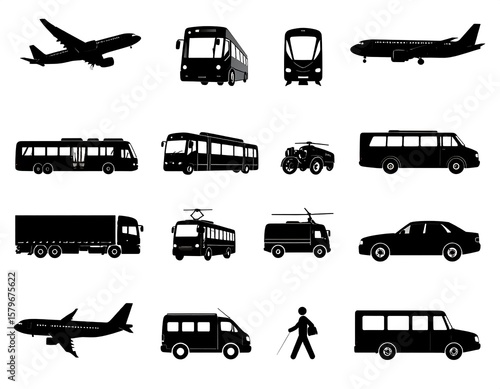 Black silhouettes of various vehicles (2)