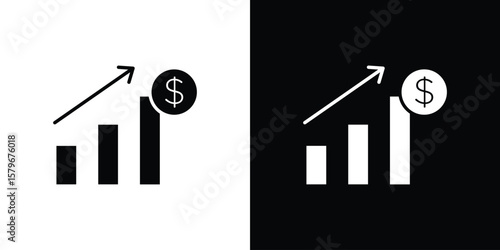 Fiscal policy icon Flat Solid Style in black and white colors. Vector eps10.