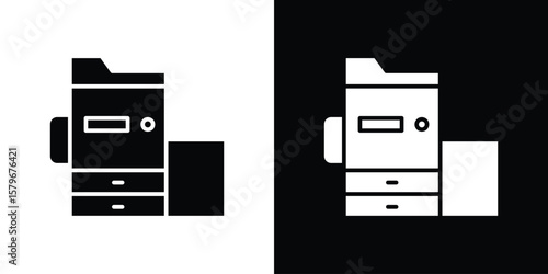 Photography Copier icon Flat Solid Style in black and white colors