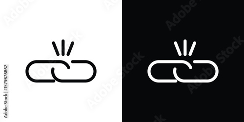 Foto Broken link icon Flat Solid Style in black and white colors