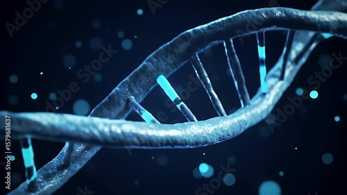 Wallpaper Mural Detailed Blue Dna Strand Structure on Dark Background for Science and Medical Concepts with Bokeh Effect Torontodigital.ca