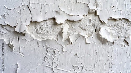 Close-up of white stucco wall with rounded bumps and rough texture. Architectural surface, abstract construction design
