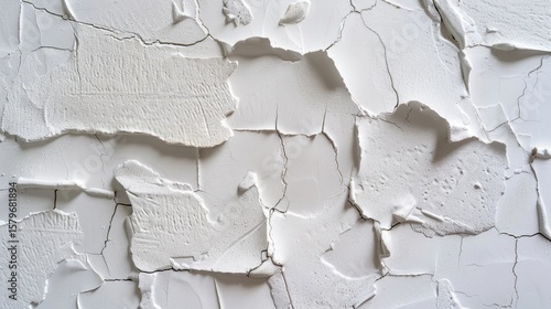 Close-up of white stucco wall with rounded bumps and rough texture. Architectural surface, abstract construction design