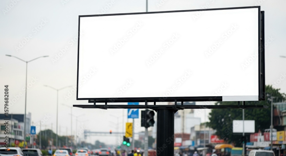 Fototapeta premium Blank billboard advertisement on a city street.