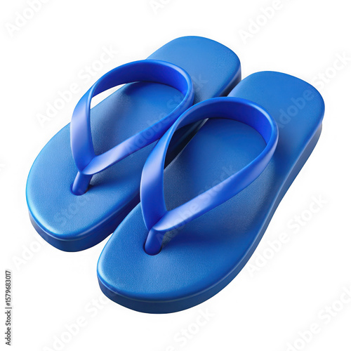 Pair of blue flip flops isolated on transparent background
