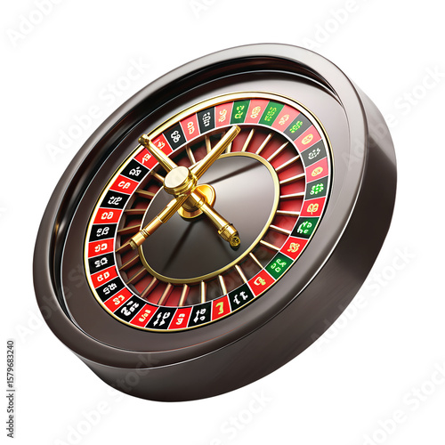 Casino roulette wheel isolated on white. Online casino gambling concept - 3d rendering