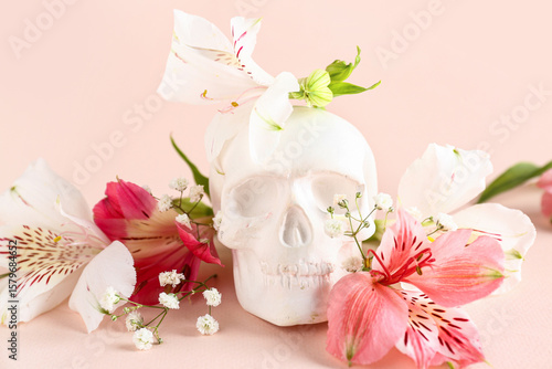 Human skull with beautiful ...