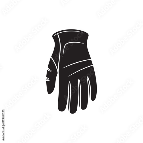 A black and white illustration of a single glove, suggesting protection, work, or sports activities
