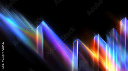 3d iridescent abstract bar graph