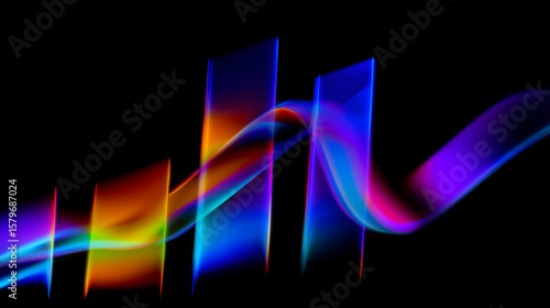 3d iridescent abstract bar graph