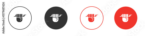 Hand with Power icon symbol. Simple, flat design for web or mobile app. Minimal Vector illustration logotype.