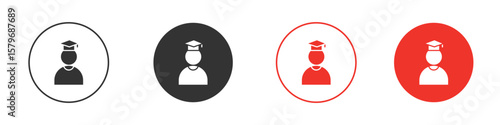 Graduated icon symbol. Simple, flat design for web or mobile app. Minimal Vector illustration logotype.