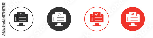Front end icon symbol. Simple, flat design for web or mobile app. Minimal Vector illustration logotype.