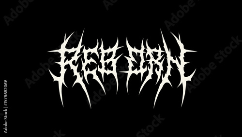 Reborn vector typography in a spiky death metal style, ideal for t-shirts, band logos, album covers, posters, or streetwear merch