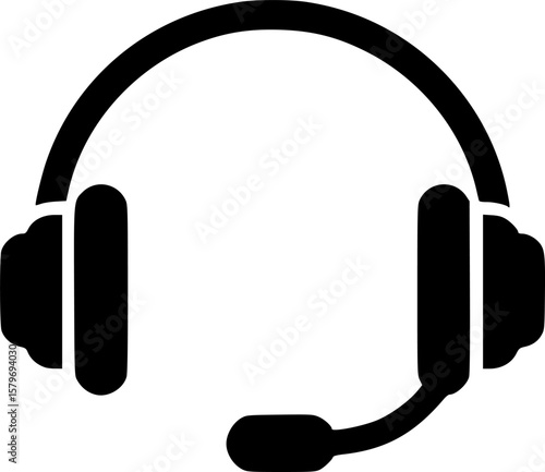 headset glyph vector flat icon
