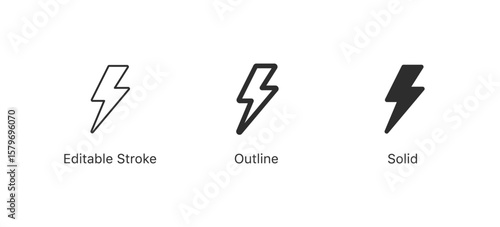 thunder bolt flash icon, flash lightning bolt icon - Electric power icon symbol - Power energy icon sign in filled, thin, line, outline and stroke style for apps and website