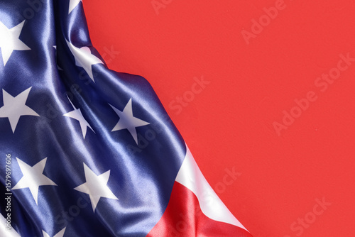 Flag of USA on red backgrou...