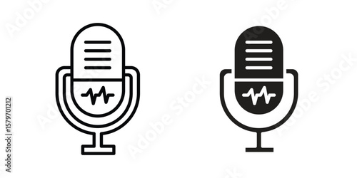 Voice recognition icon concept. pixel perfect linear ui icon.