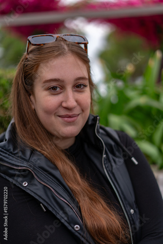 Unedited Portrait of a youn Woman walking around the city. Face Expressing Various Emotions 