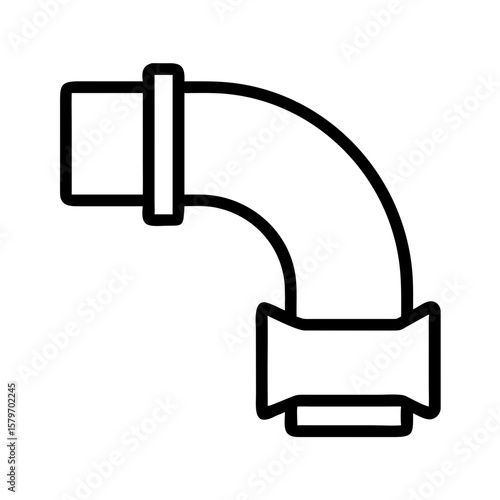 Pipe segment with elbow joint illustration in minimal style  