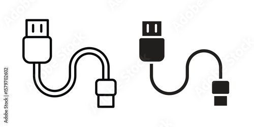 Phone cable icon concept. pixel perfect linear ui icon.