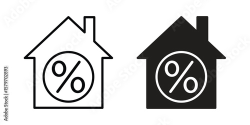 Mortgage rate icon concept. pixel perfect linear ui icon.
