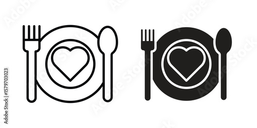 Love Plate icon concept. pixel perfect linear ui icon.