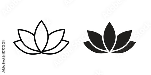 Lotus flower icon concept. pixel perfect linear ui icon.