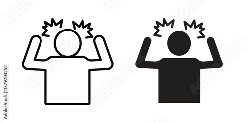 Irritated human icon concept. pixel perfect linear ui icon.