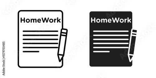 Homework icon concept. pixel perfect linear ui icon.