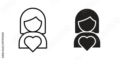 Girlfriend icon concept. pixel perfect linear ui icon.