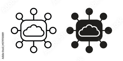edge computing icon concept. pixel perfect linear ui icon.