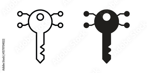 Digital key icon concept. pixel perfect linear ui icon.