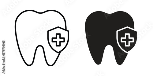 Dental insurance icon concept. pixel perfect linear ui icon.