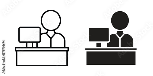 Cashier icon concept. pixel perfect linear ui icon.