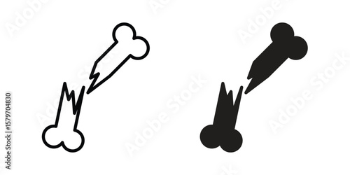 Broken bone icon concept. pixel perfect linear ui icon.