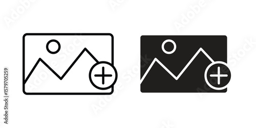 Add photos icon concept. pixel perfect linear ui icon.