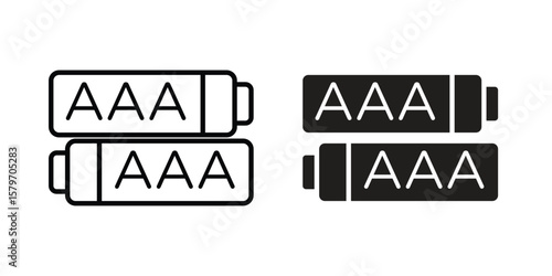 AAA battery icon concept. pixel perfect linear ui icon.