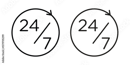 24 7 icon concept. pixel perfect linear ui icon.