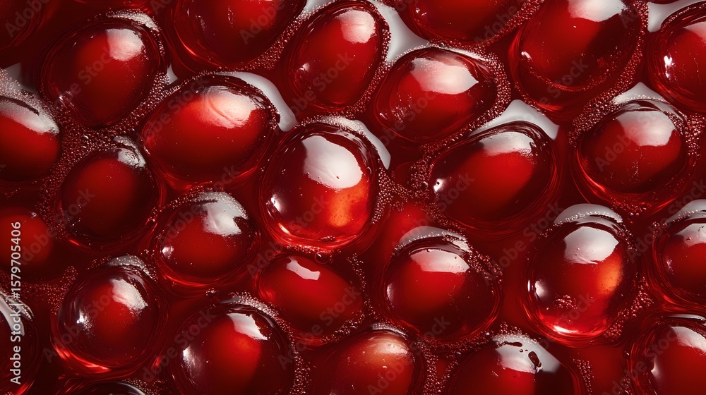 Close up of freshly harvested pomegranate seeds in a rich vibrant red color with a glossy juicy appearance highlighting their nutritional value and superfood properties Close up of freshly harvested pomegranate seeds in a rich vibrant red color with a glossy juicy appearance highlighting their nutritional value and superfood properties