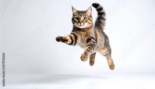 Playful cat in mid-air