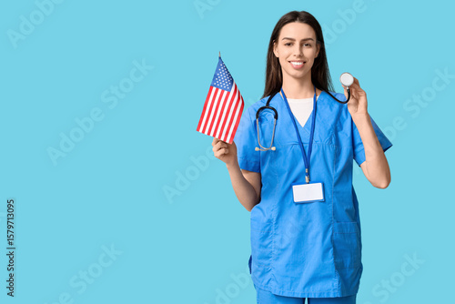Young female doctor with US...