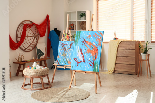 Stylish interior of painter...