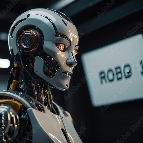 futuristic cyber robot with clipping path, Futuristic Technology Interface – AI Hologram, Neural Network, and Digital Innovation Concept