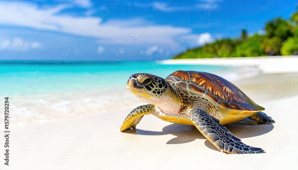 Obraz premium Sea turtle on tropical beach