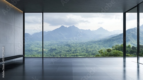 Fototapeta Naklejka Na Ścianę i Meble -  Modern interior with mountain view