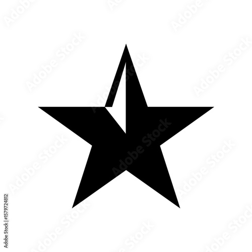 A stylized five pointed star with a partial inset design near the top point of the star shape