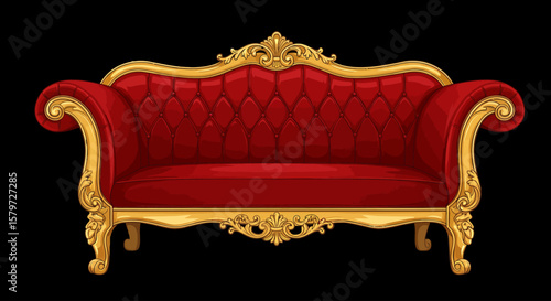 Gilded Classic Red Sofa Vector for Antique Interior Decor