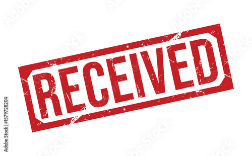 Red Grunge Received Stamp on White Background Indicating Confirmation and Approval Conceptually